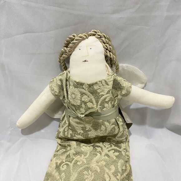 Vintage Woof & Poof 2000 Angel Green Tapestry Brocade Dress 18 In With Paper Tag - Picture 3 of 10